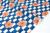 Japanese Fabric Ichimatsu Flowers - D - 50cm